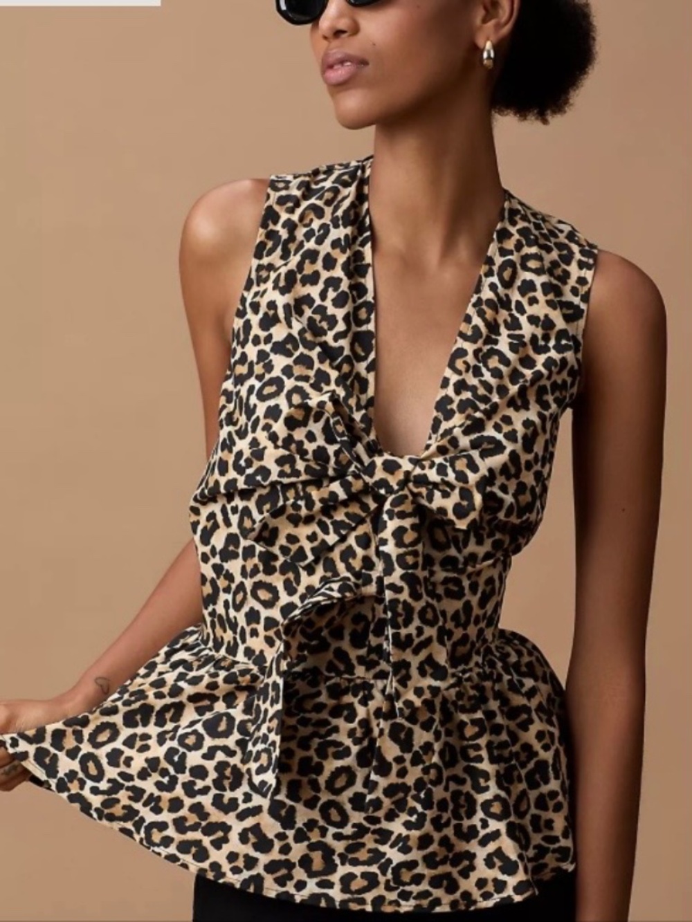 Anthropologie Maeve Sleeveless Bow-Front Peplum Blouse- Medium